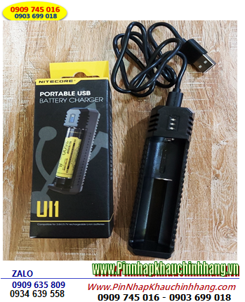 Nitecore Ul1 _Máy sạc 01viên Pin Lithium 3.7v-4.2v (01 khe sạc pin 18650,14500, 16340, 21700, 26650,v,v...) Cổng Cáp sạc USB